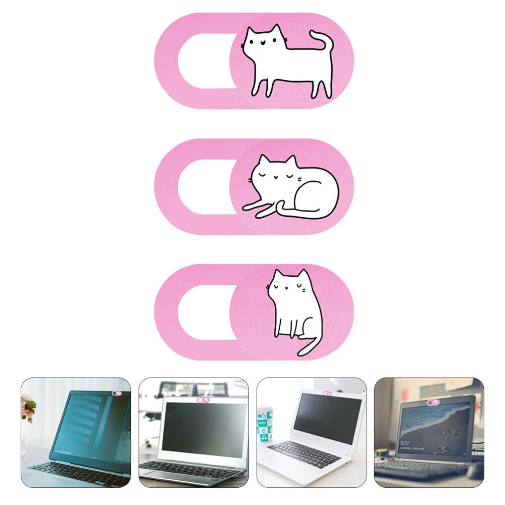 3pcs Adorable Cat Webcam Cover Laptop Camera Slide Blocker Computer Camera Cover Anti Peeping Camera Protective Cover Set