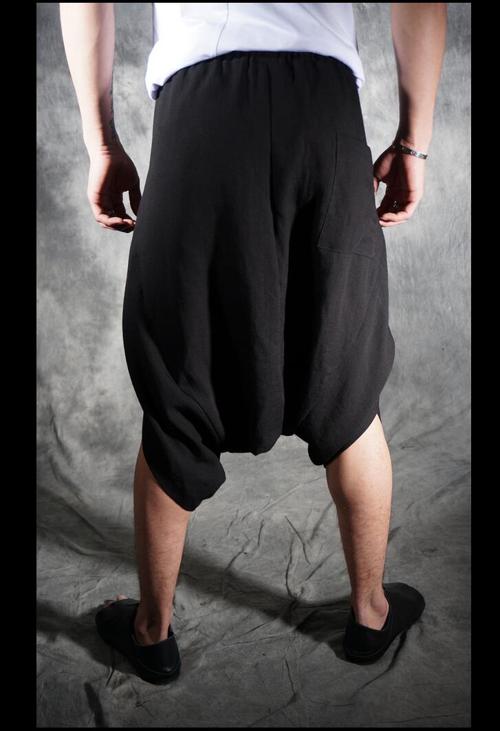 27-44 Summer Culottes Men Harem Pants Capris Elastic Drawstring Casual Pants Sagging Pants Hairstylist Singer Personality