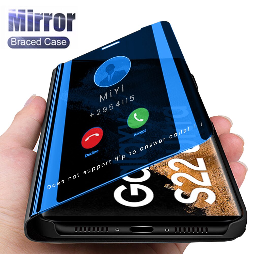 Inteligentne lustro PU skórzane etui z klapką pokrywa dla Samsung Galaxy S 22 S22 Ultra Plus S22Ultra S22 + 5G 2022 magnetyczny stojak na książki Coque