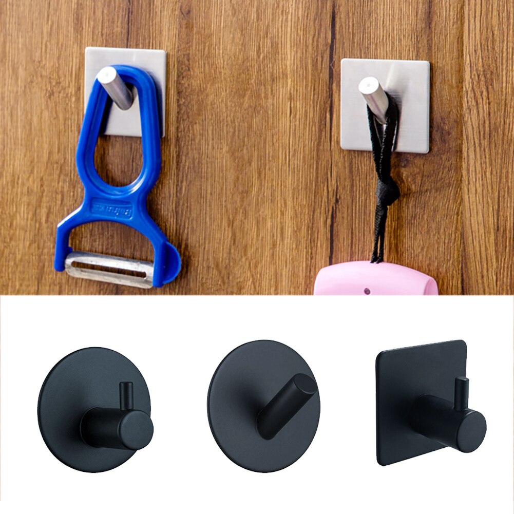 Zelfklevende sleutelhouder, handdoekhouder, opberghaak voor thuis, keuken, badkamer, muur, deurhaak, organizer, accessoires, roestvrij staal