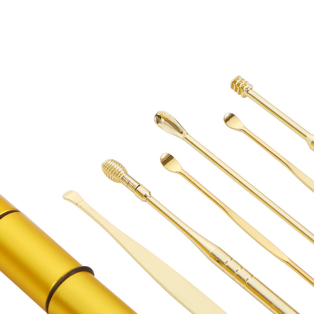 6 Stks/set Draagbare Roestvrij Stalen Spiraal Oor Pick Lepel Oorsmeer Removal Cleaning Earpick Oor Schoner Oor Care Tools