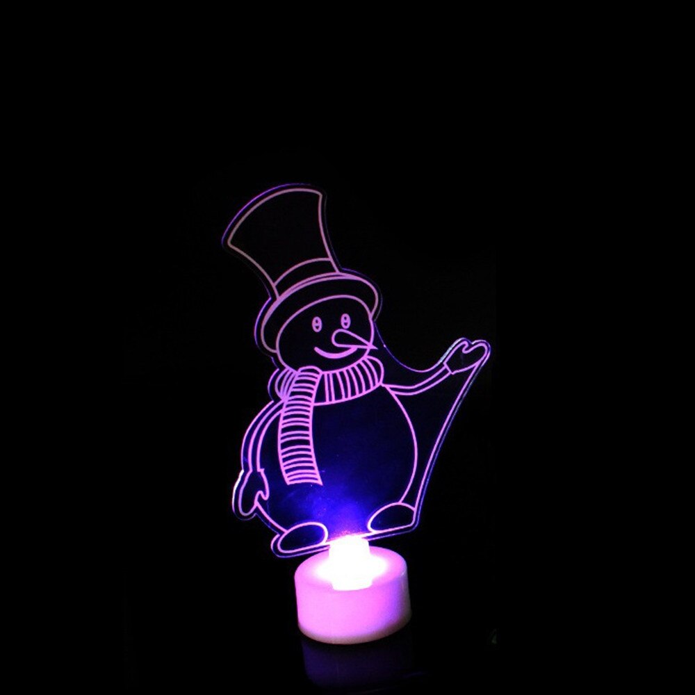Árbol de Navidad que cambia de Color, luz LED de fibra óptica de colores, Mini árbol de Navidad con estrella superior, decoración de Navidad alimentada por batería: snowman