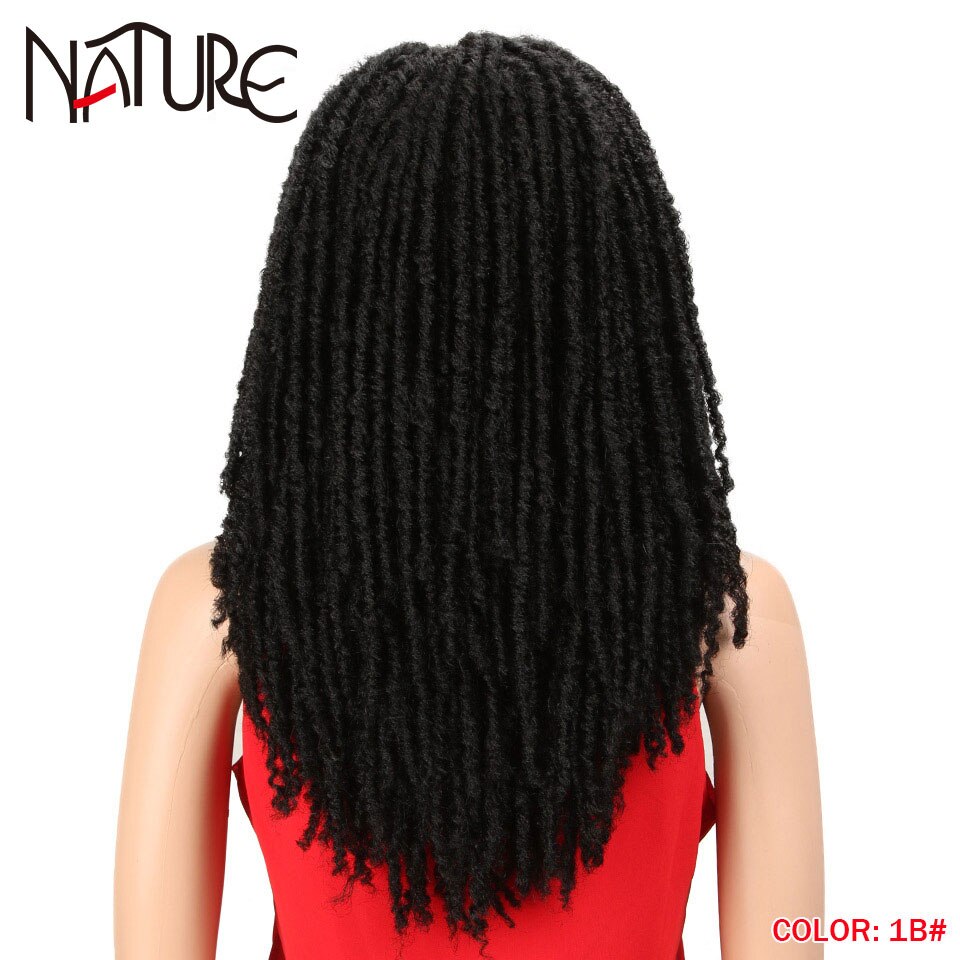 Natur peruk 22 tum afro kinky lockigt hår syntetiska peruker för svarta kvinnor virkade flätor twist jumbo dread faux locs frisyr: #1b