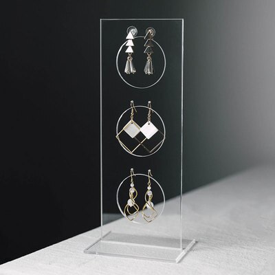 Eenvoudige sieradendisplay van helder acryl, oorbellenstandaard, verticale houder, oorstekers, piercings, opslag, showrek, fotografie-rekwisieten: Transparant l