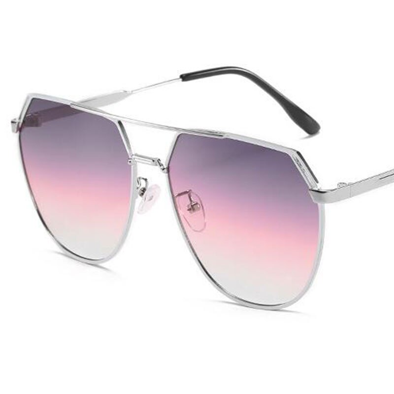 Polygon zonnebril dames heren vintage metalen gradiënt zonnebril luxe  uv400 tinten grote frame brillen