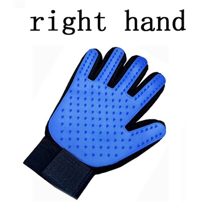 Pet Dog Grooming Glove Silicone Cats Brush Comb Deshedding Hair Gloves Dogs Bath Cleaning Supplies Animal Combs Massage Gloves: left blue