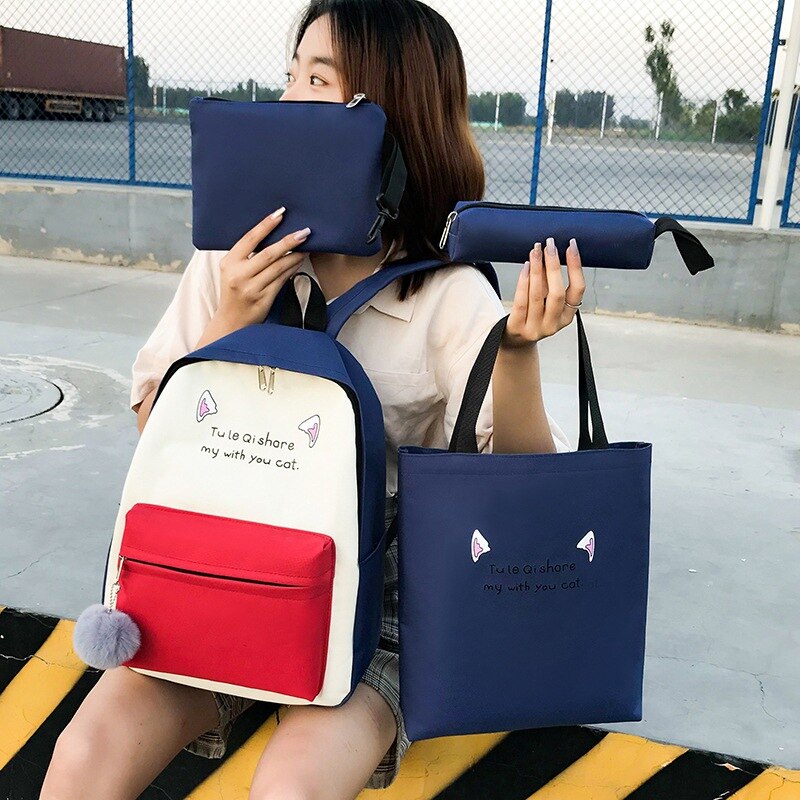 Lindas Mochilas escolares de colores mezclados para adolescentes, chicas, Mochilas para niños, bolsa de viaje, 4 unidades, Mochilas escolares de