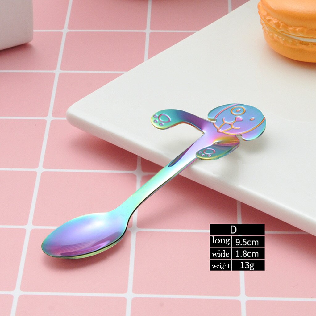 1PC Cute Dog Spoon Long Handle Spoons Flatware Coffee Drinking Tools Kitchen Gadget Stainless Steel Teaspoon Tableware HX0617