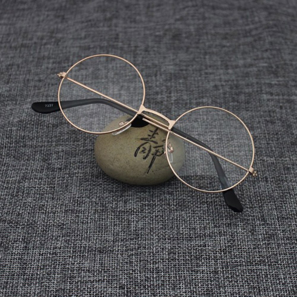 Unisex vintage runde lesebriller metallinnfatning retro personlighet college stil brilleglass klar linse øyeglass innfatning øyeglass: Rose gull