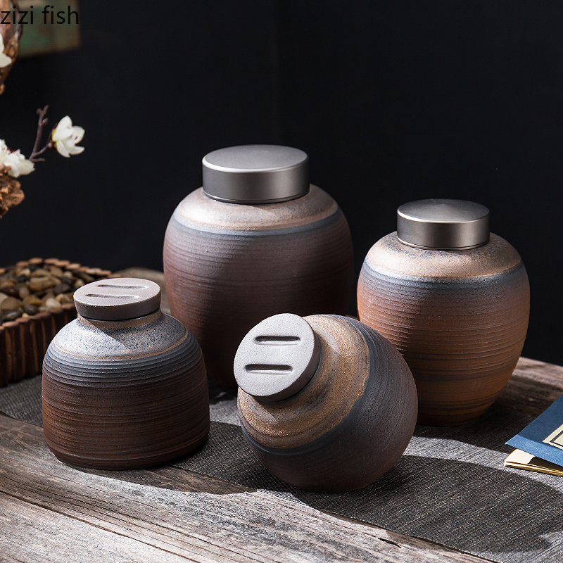 Stoneware Tea Caddy Ceramic Jar Tea Box Tea Container Tea Organizer Storage Tank Candy Jar Decorative Jar Storage Box Tea Can