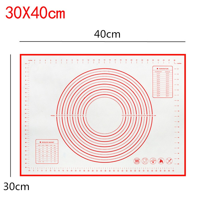 Tapis de cuisson en Silicone avec tampon de pâte à rouler à l'échelle tapis de pâte à pétrir revêtement de four à pâtisserie antiadhésif 60*40/40*30cm: 30x40cm red