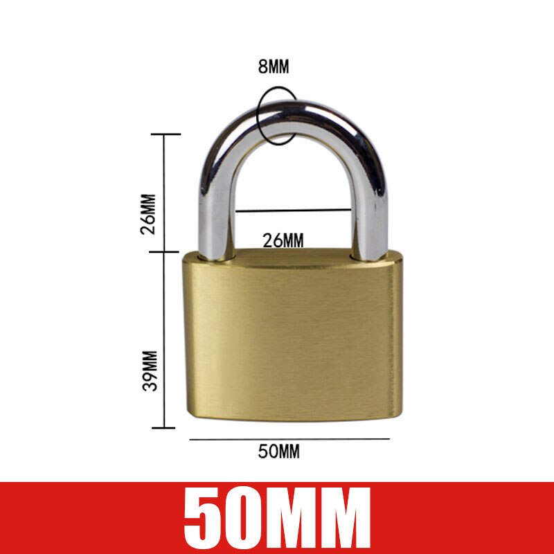 Stainless Steel Padlock Wolf Head Brass Lock Small Door Locks 25mm 32mm 40mm 50mm 63mm all bronze Lock Core Include 3 keys: 50mm