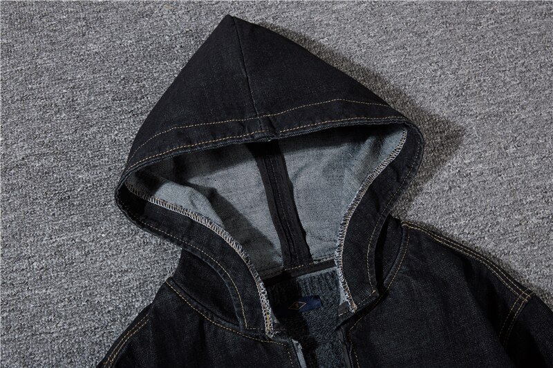 Big Size 5xl 8xl Spring Winter Mens Denim Jacket Hooded Loose Streetwear Hip Hop Jean Coat Black Fat Jackets