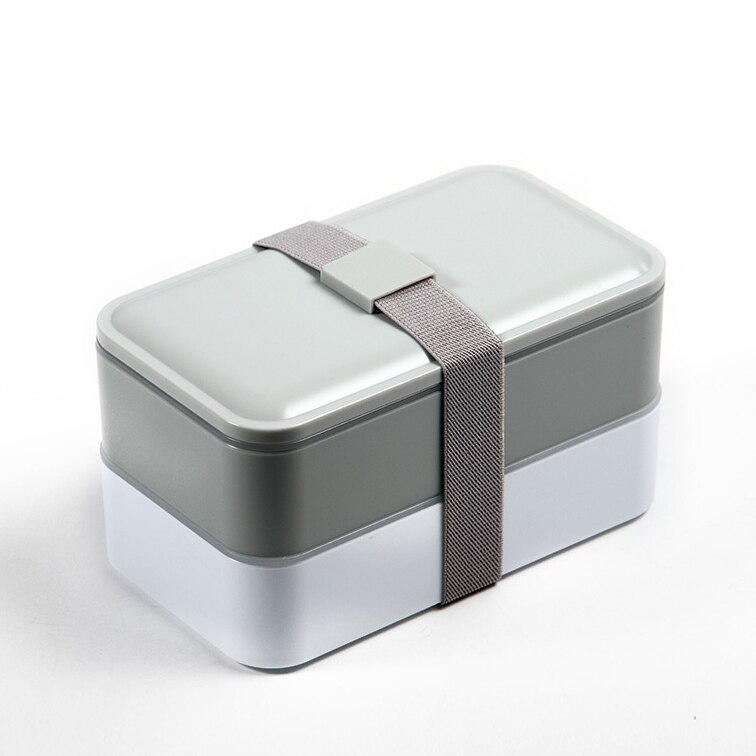 bento box set Japanese Style Lunch Box With Soup Mug Double Sealed Insulated Portable Food storage container Microwavable: Gray