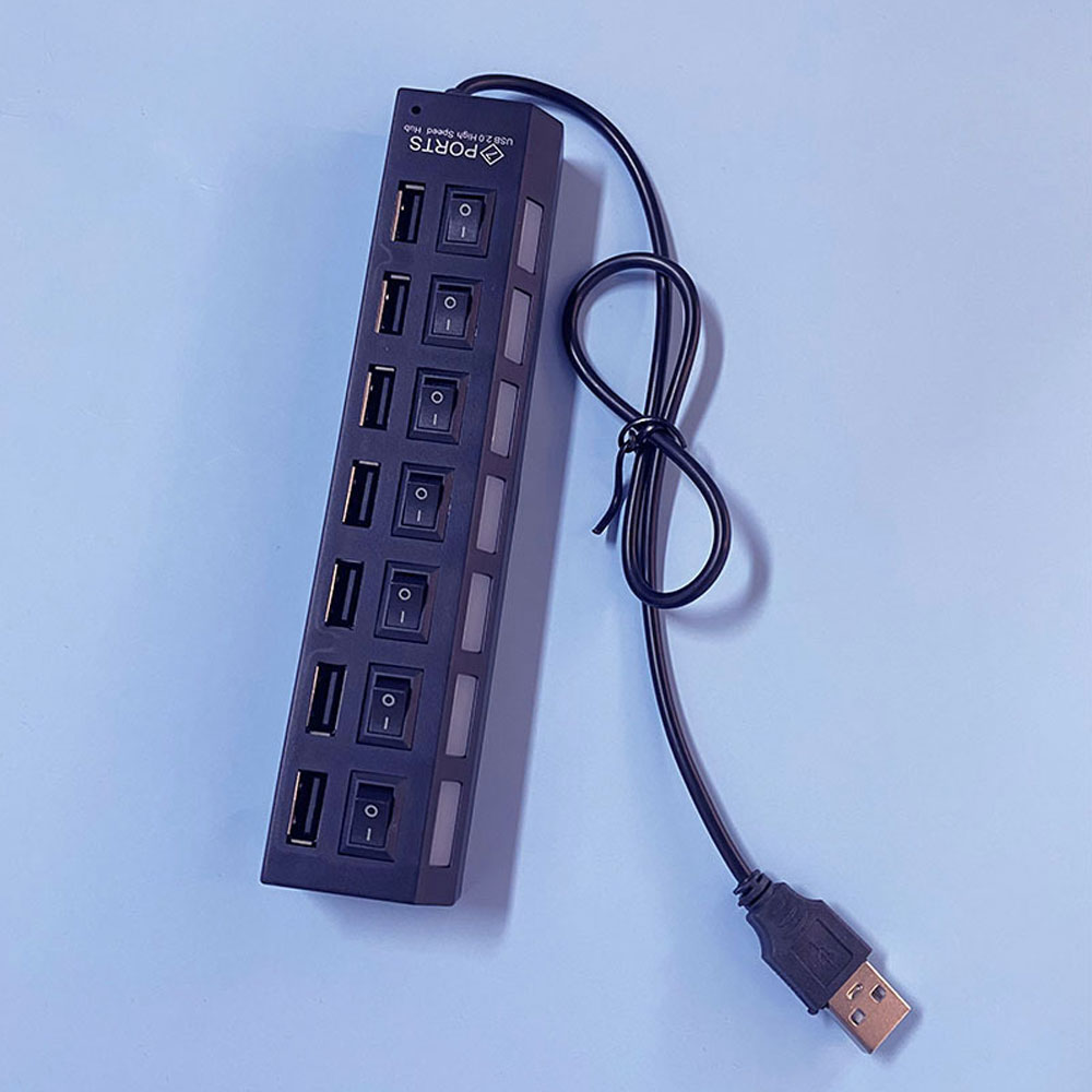 USB-hubsplitter met individuele schakelaar USB 4/7-poortsplitter Individuele schakelaar USB-adapterhub Multi-poorts stopcontact Aangedreven AAN/UIT: Roze