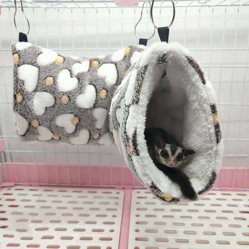 Multifunction Small Pet Tunnel Mini Animal Cage Hamster House Bed Playing Winter Warm Passage Small Pet Toy Guinea Pig Chipmunk: Heart Coffee