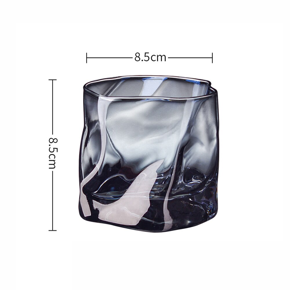 250ML Ins Style Japanese Irregular Glass Cup Wine Beer Whiskey Vodka For Kitchen Bar Ice Pattern Fold Cups: F