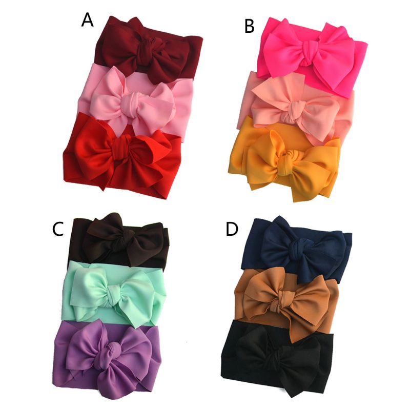 3 pièces bébé grand noeud noeud bandeau surdimensionné cheveux arcs bandeau filles arc bandeaux enfants Turban