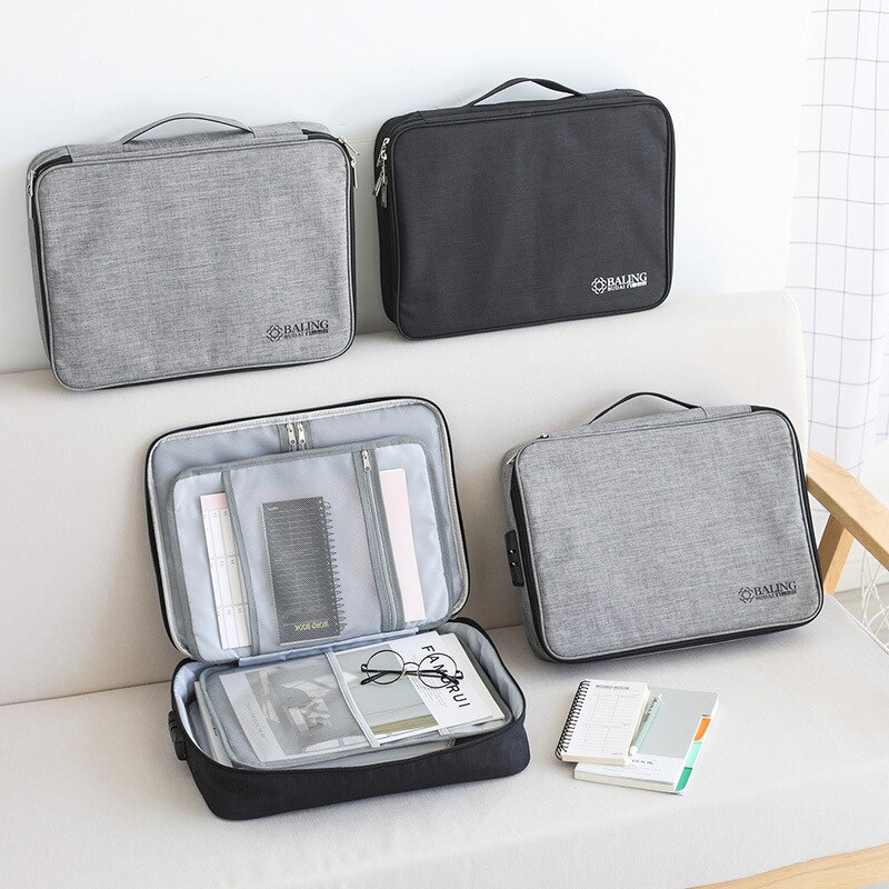 Grande capacidade saco de documentos homem viagem à prova dwaterproof água bolsa organizador do escritório arquivo pasta negócios zíper bolsa acessórios