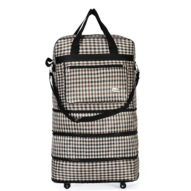 JXSLTC Waterproof Portable Travel Rolling Suitcase Air Carrier Bag Unisex Expandable Folding Oxford Suitcase Bags with Wheels: beige
