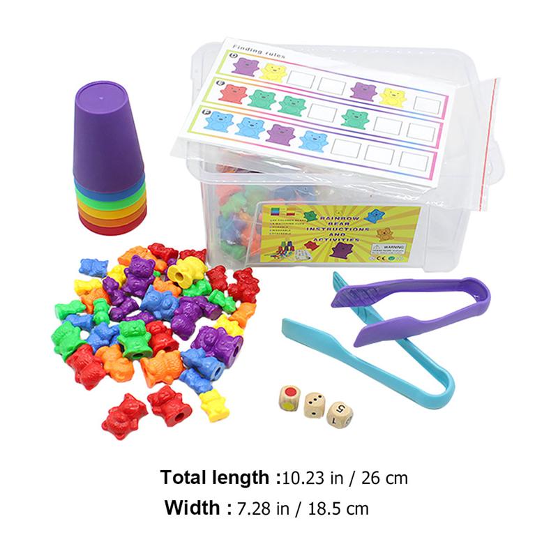 1 Set Counting Bear Beads Baby Mathematics Teaching Aids Rainbow Bear Toys