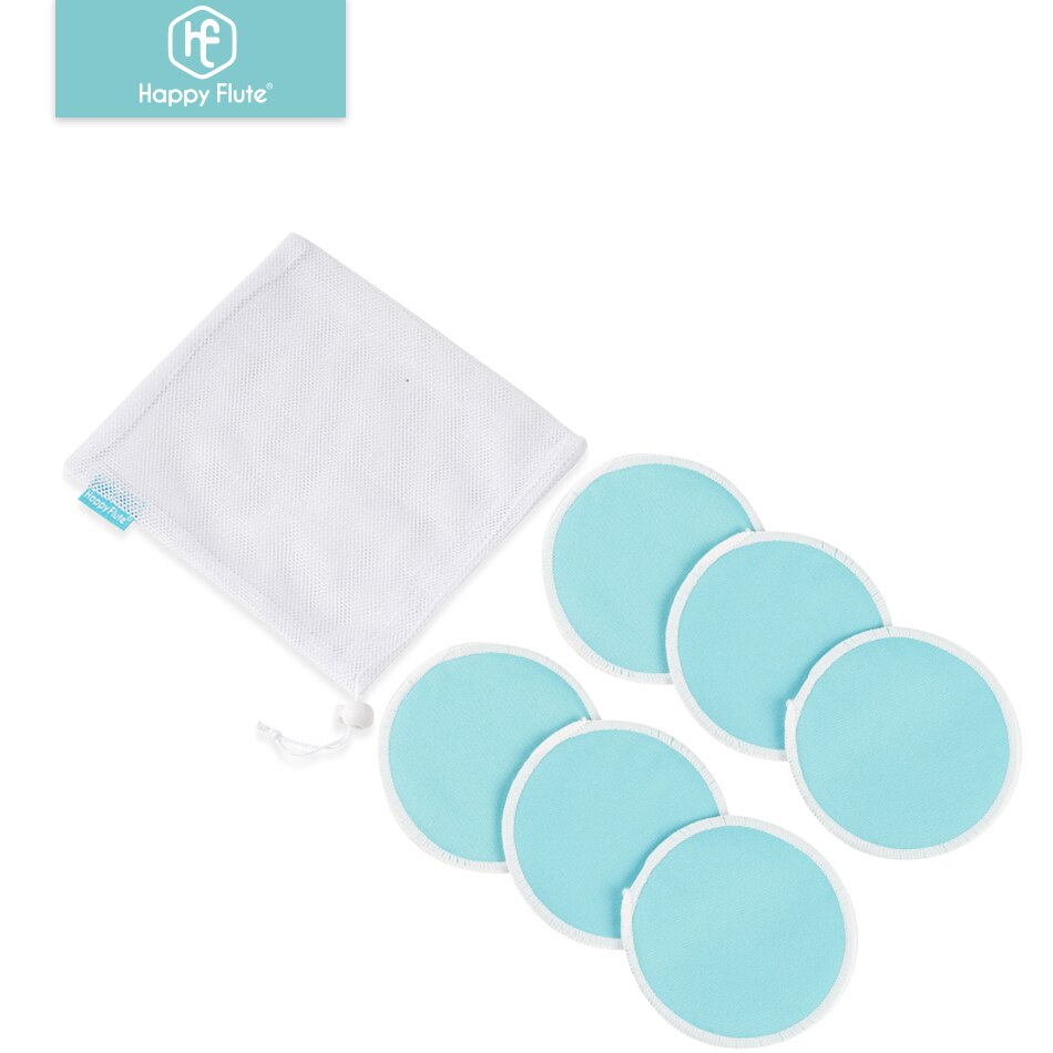 HappyFlute 6pcs/Set Solid Organic Reusable Breast Pads Washable Super Absorbency Reusable Bamboo Nursing Pads With Laundry Bag