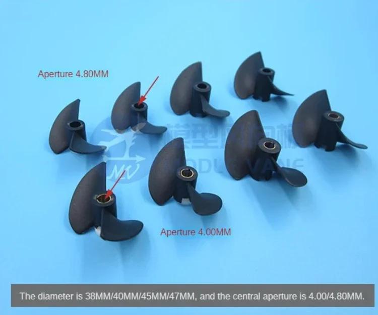 Elica a pallido in nylon a 2 pallido per barca RC P40 * D27/30/32/35/38/40/45/47mm apertura centrale 3.17/4 (con manicotto in rame)/4.8mm