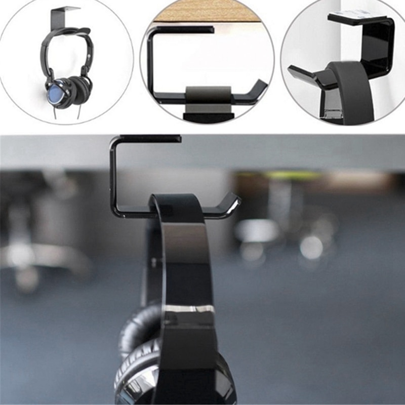 2 stuks hoofdtelefoonstandaard met antislip pakking houder haak tape onder bureau muurbevestiging multifunctionele hanger bespaar ruimte