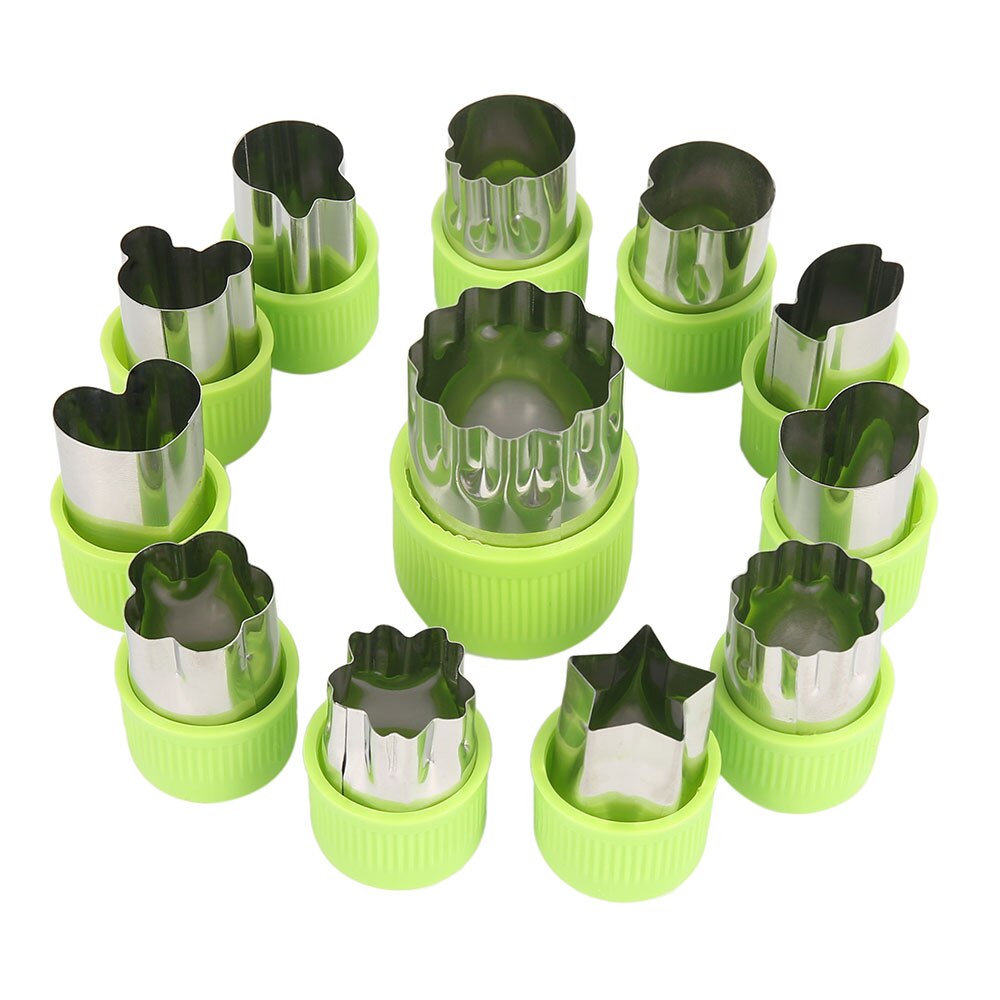 Rice Vegetable Fruit Cutter Mold 12Pcs/set Flowers Cartoon Cutter Mold Stainless Steel Cake Cookie Biscuit Cutting Shape Tools