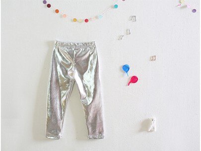 Baby Broek Voor Meisjes Kids Leggings Kinderen Potlood Broek Broek Faux Pu Lederen Legging Slanke Broek: Zilver / 110cm