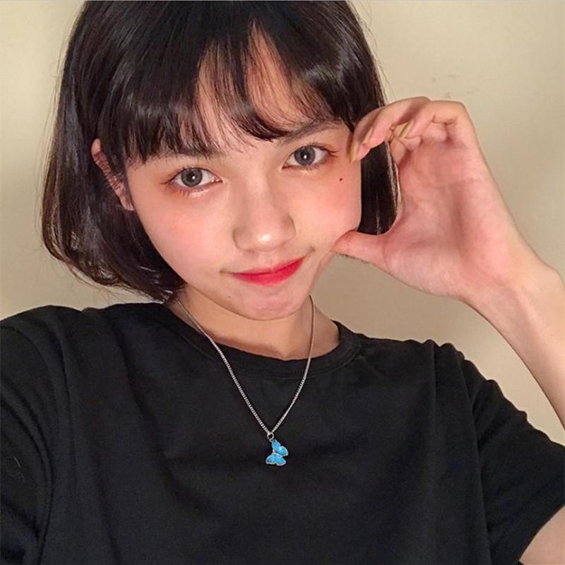 collar con colgante de mariposa azul púrpura a la para mujer, collar bonito Vintage bonito para chica, joyería para y boda