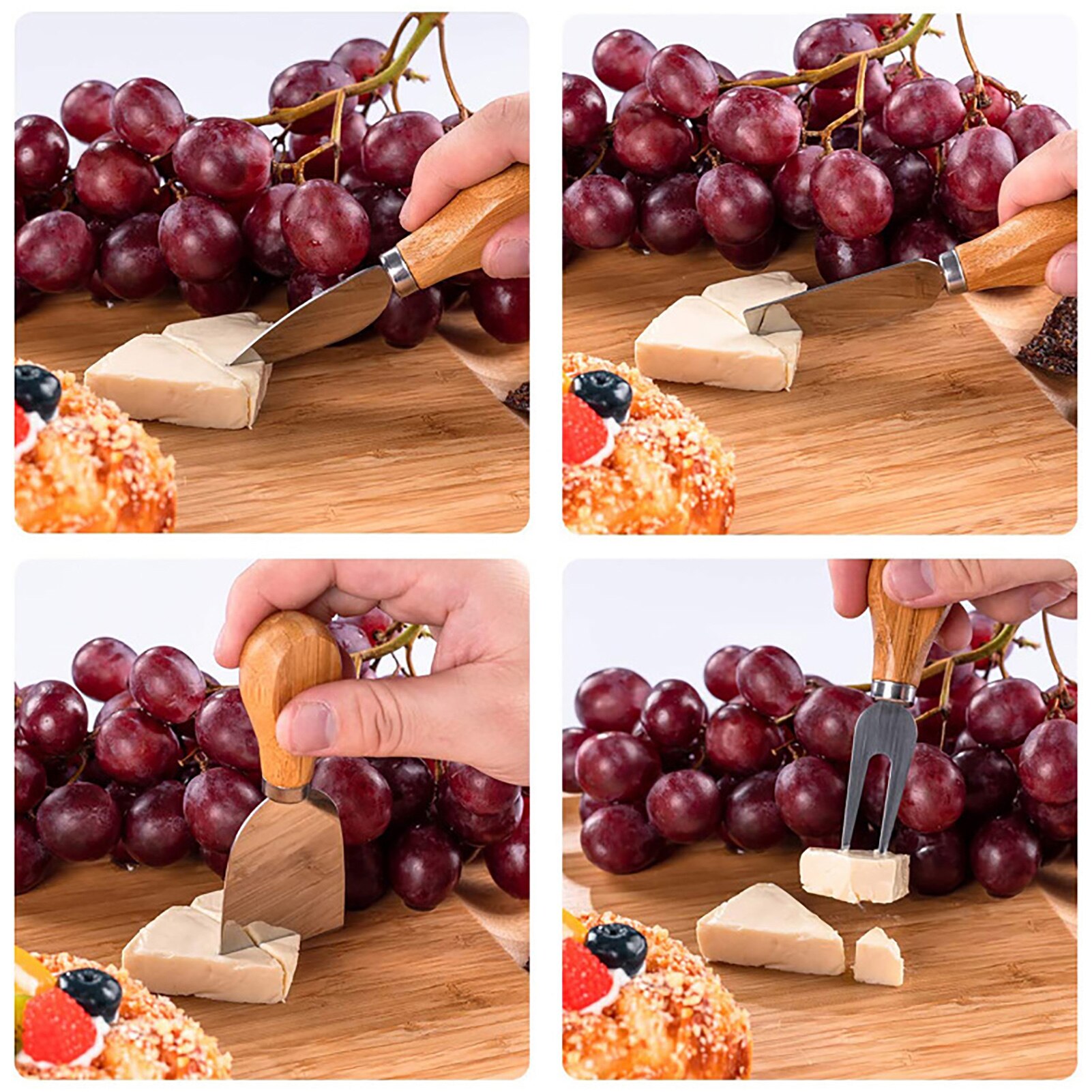 Natural Wooden Exquisite Cheese Cutter Board Set Cheese Cutter Ceramic Bowl Ergonomic Kitchenware Charcuterie Platter