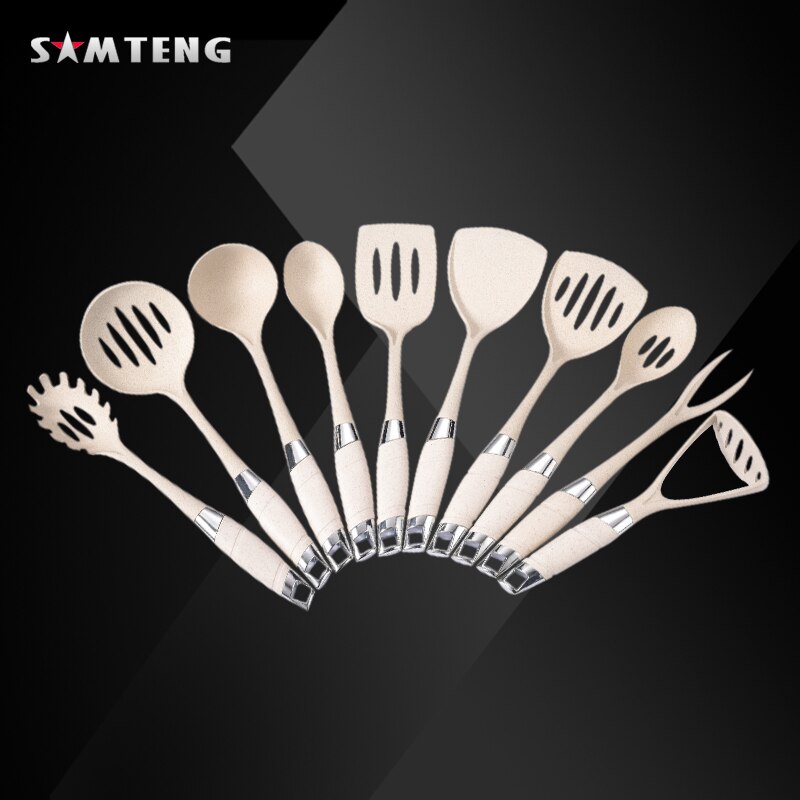 Juego de utensilios de cocina de Platycodon de trigo, utensilios de cocina de material de protección ambiental de grado alimenticio, diez piezas
