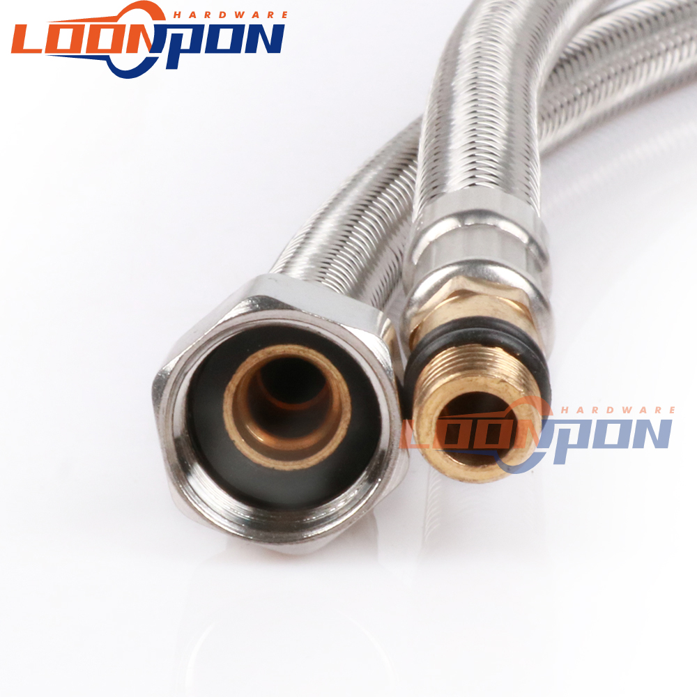 Warm En Koud Water Inlaat Pijp Wees Slang Lange Staaf Staaldraad Explosieveilige Metalen Sanitair Slangen Badkamer Keuken 2Pcs