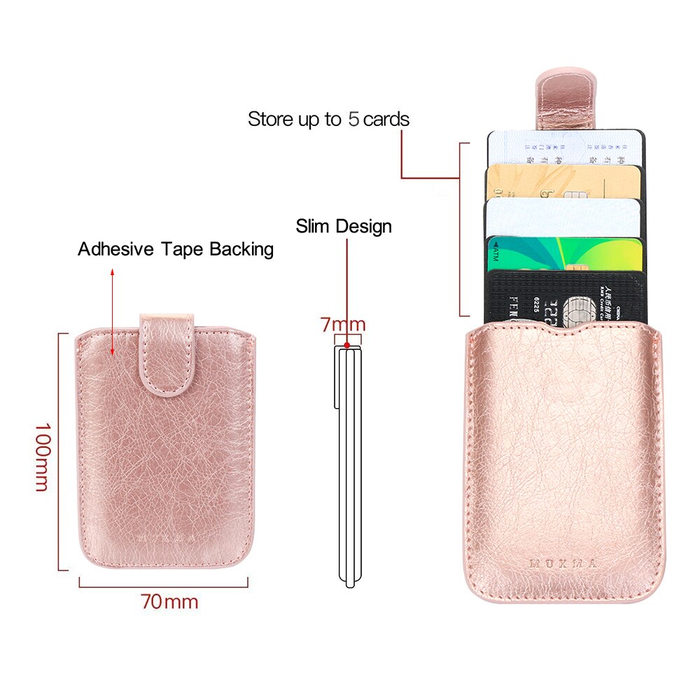 1Pc custodia a portafoglio per telefono di moda calda 5 tasche per carte Stick sul telefono porta carte d'identità borsa in pelle PU custodia adesiva per credito