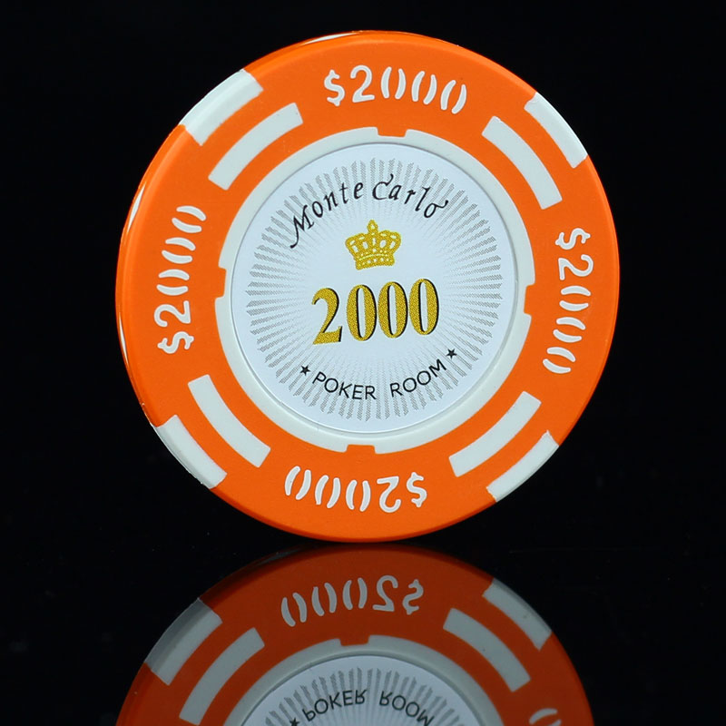 Lote de fichas de póker de Monte Carlo, hoja de 14g de arcilla, etiqueta de planchado, Casino, habitación, jugador de póker, love it, 25 unidades: 25pcs 2000