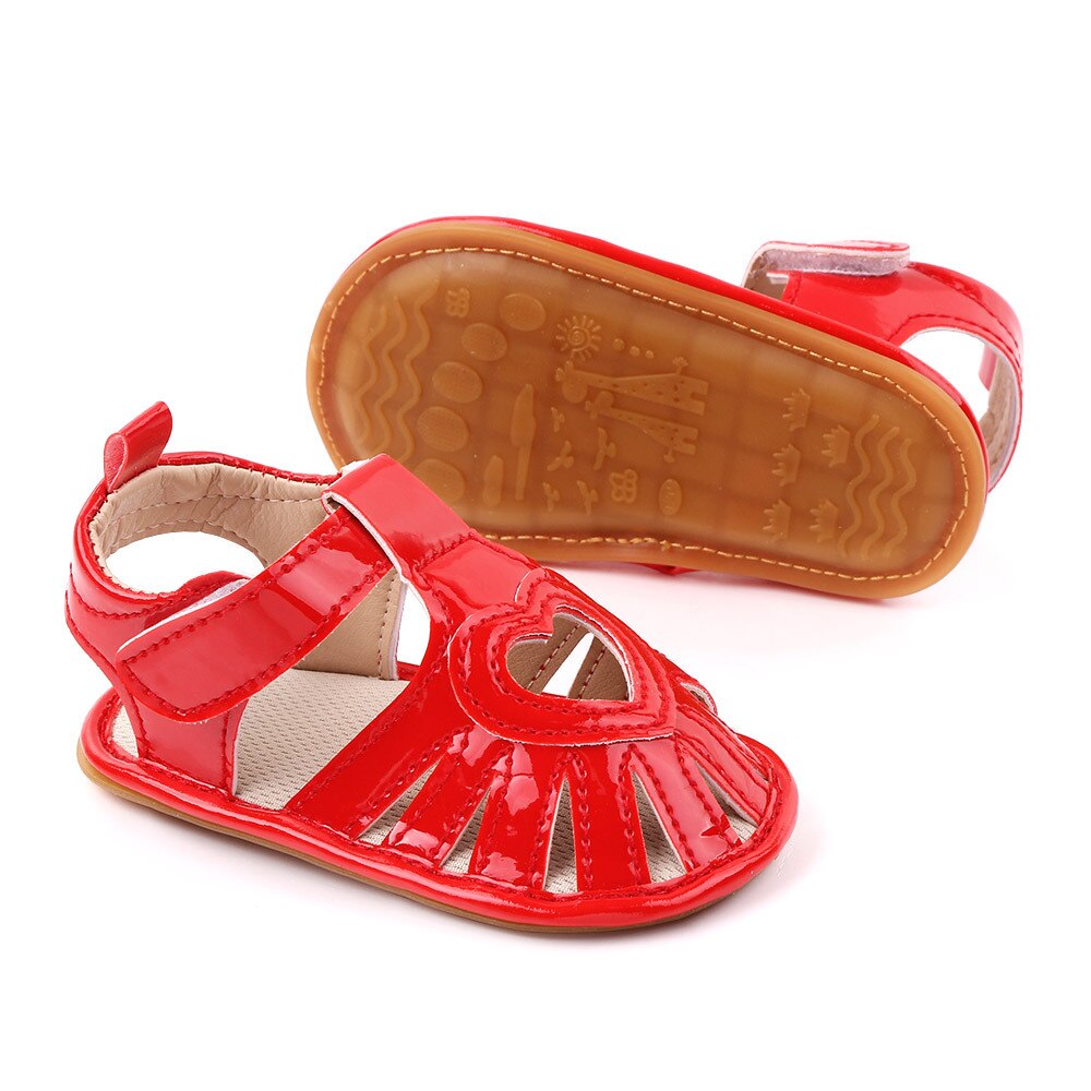 Love Heart Baby Girl Shoes Summer Red Princess Sandals Newborn First Walkers Soft Sole Infant Bebe Toddler Shoes Arrivals