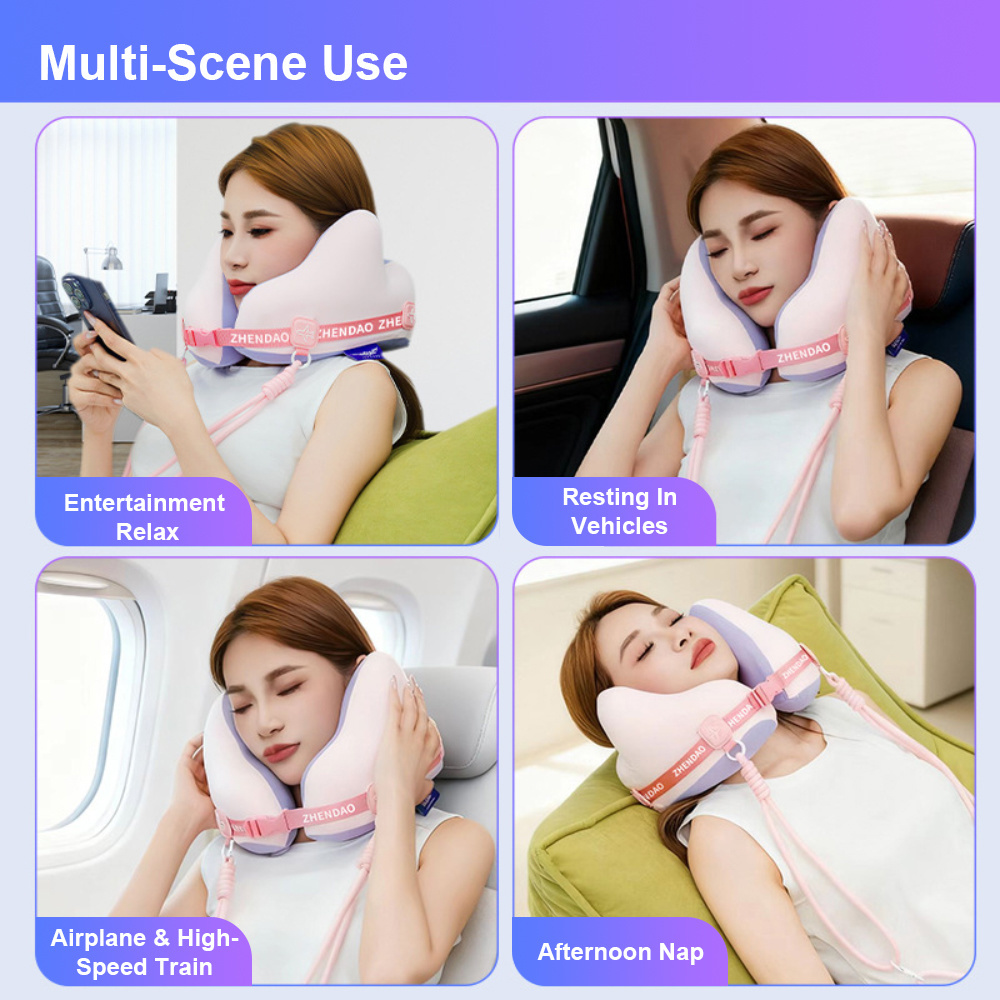 Neck-Protecting Soundproof Travel Neck Pillow Memory Foam Airplane Pillow for Head Support Ergonomic Home Flight Car