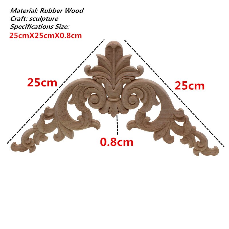 Vzlx treskåret onlay applikasjoner snekker ramme dekal møbler dekorasjon tre håndverk dekorativ blomst ornament: 25 cm x 25cm