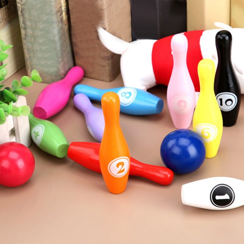 Juego de bolos para niños, 10 pines coloridos, 2 bolas, juguetes para niños pequeños impresos con número, para niños y niñas de 1 a 6 años