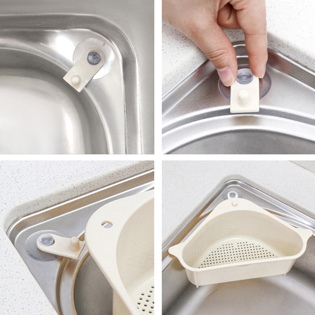 Colador triangular para fregadero con ventosa, escurridor para verduras y frutas, cesta, filtro para fregadero, herramientas de cocina
