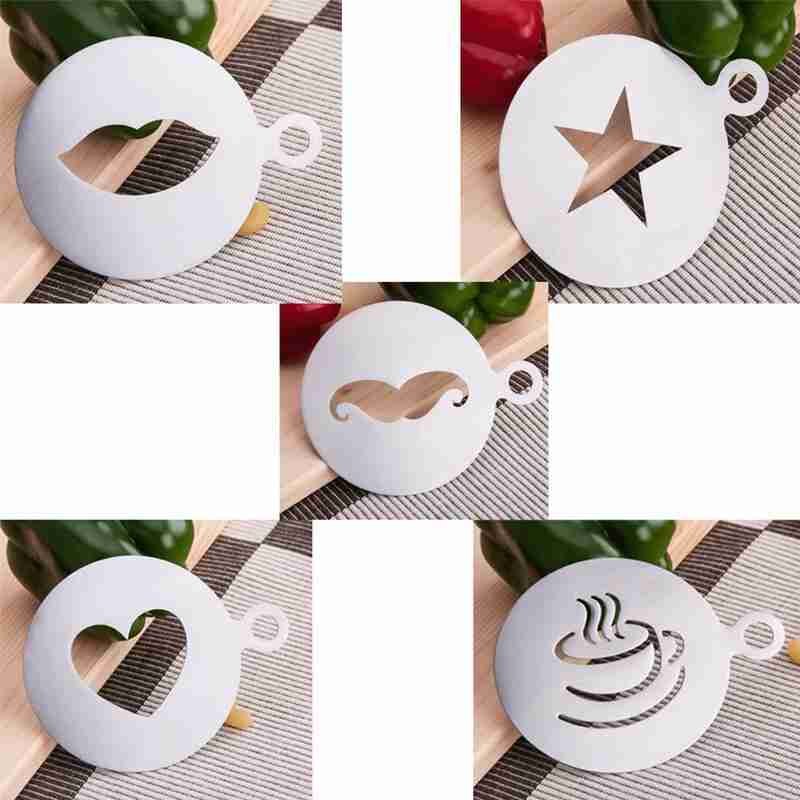 Cappuccino form fancy kaffe tryk model skum spray kakao samling glasur stencils kaffe chokolade kage tryk sukker  y3 j 8