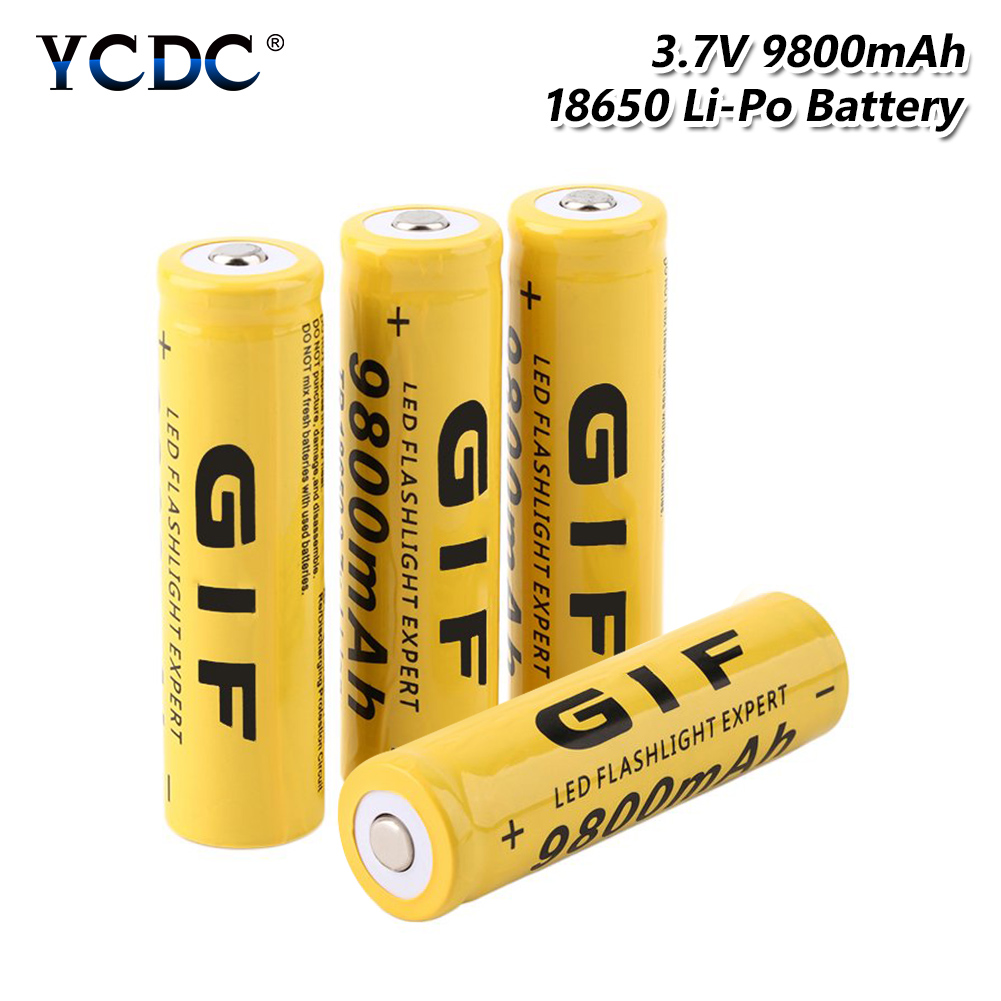 1/2/4/6/8x High Capacity 3.7V 9800mAh GIF 18650 Battery 3.7 Voltage 18650 Rechargeable Lithium Batteries Li Ion 18650 Case