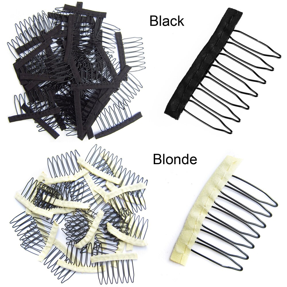 25Pcs Rvs Pruik Kammen Voor Pruik Caps Goedkope Clips Voor Pruik Stalen Vork Pruik Accessoires Zwart Clips Voor hair Extensions