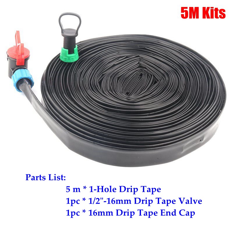 5~50m Drip Irrigation System Rain Drip Tape Farm Greenhouse Home Garden Plants Trickle Irrigation Drip Hose Emitter Inside: 5m Kits
