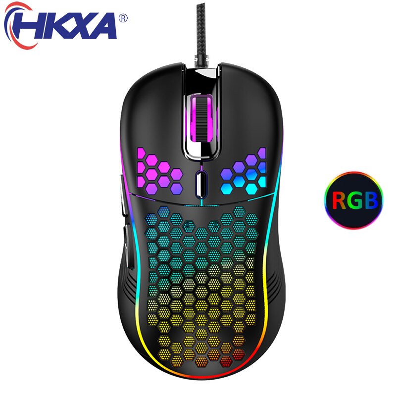 Lichtgewicht Rgb Gaming Muis 7200Dpi Honingraat Shell Muis Ergonomische Muizen Met Ultra Weave Kabel Voor Computer Gamer Pc Desktop