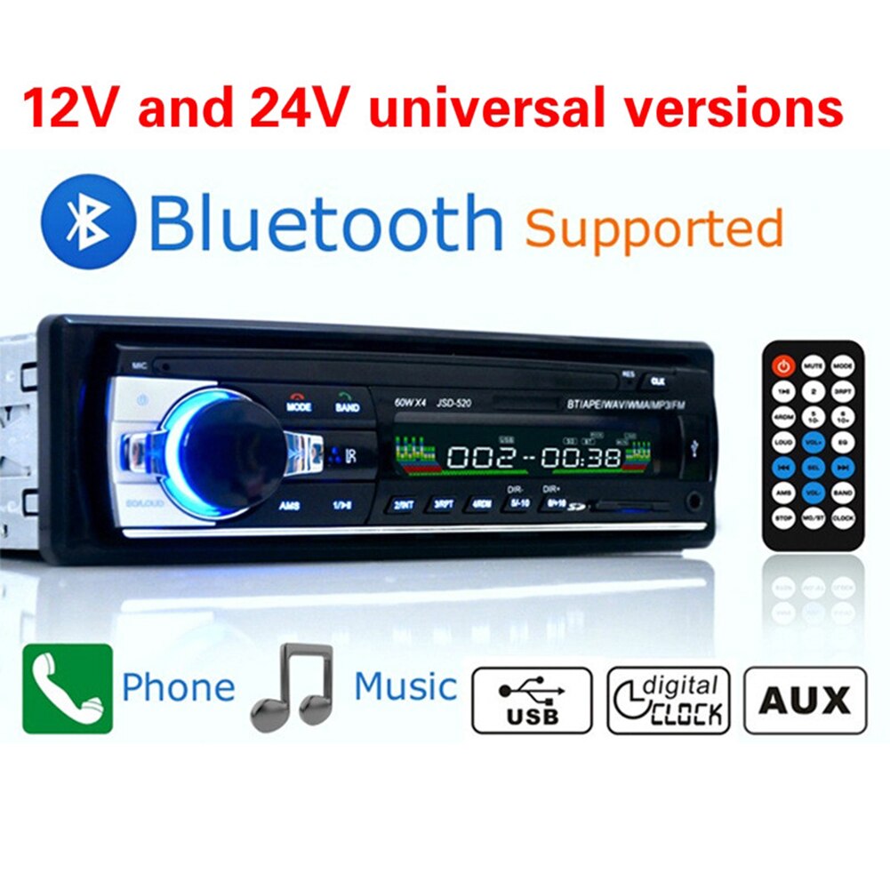 12V And 24V Universal Versions Car Stereo FM Radio MP3 Audio Player Support Blue Automotive Goods Car Accessories Car Radio 24v
