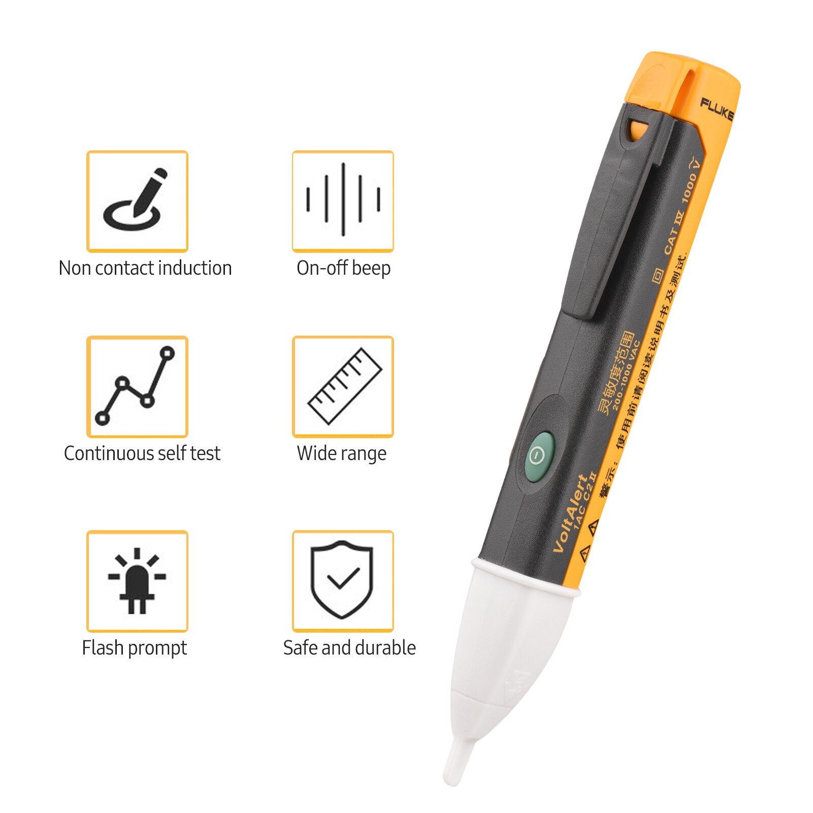Fluke Mini Handheld Elektrische Test Pen Non-Contact Voltage Tester Hoge Precisie Voltage Detectie Tool Sound &amp; Light Alarm