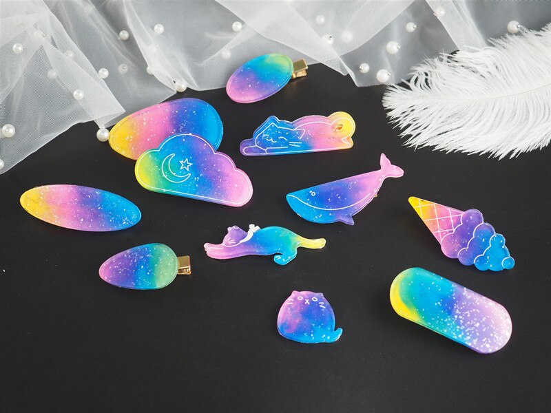 Crystal Epoxy Resin Hair Clip Mold Hair Accessories Hand-decorated Duckbill Clip Word Clip Mold
