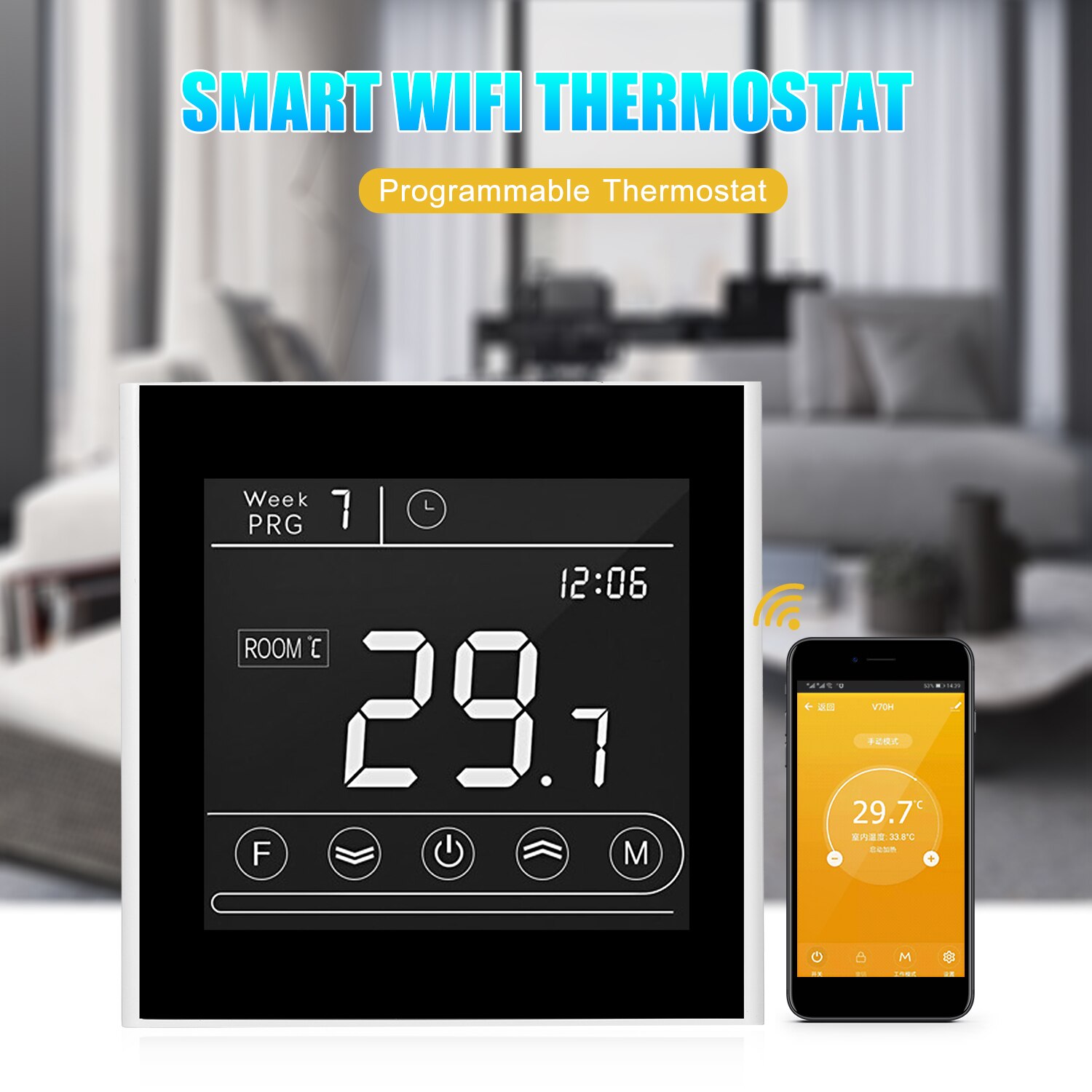 Wifi Thermostat Programmable Water Boiler Heating Thermostat Temperature Controller LED Touchscreen Backlight Remote Control